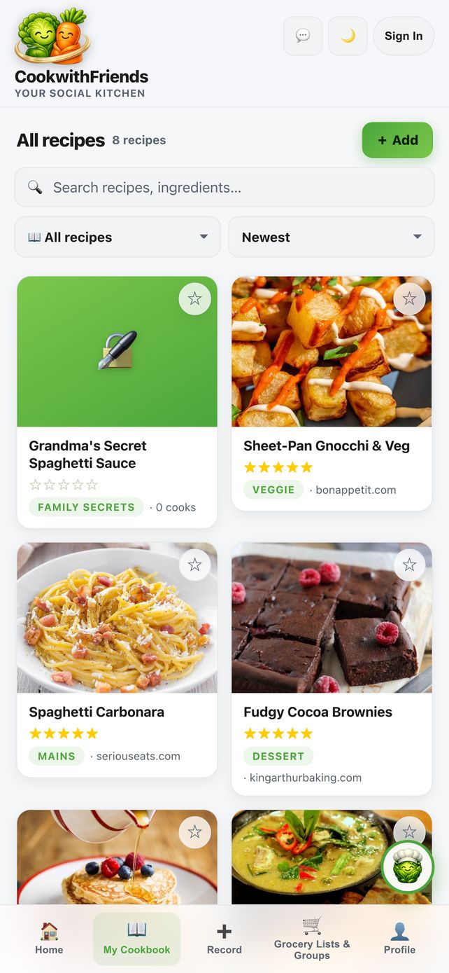 Cookbook — all recipes tagged and searchable